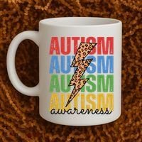 Autism Awareness Retro Cheetah Lightning Coffee Mug thumb 2