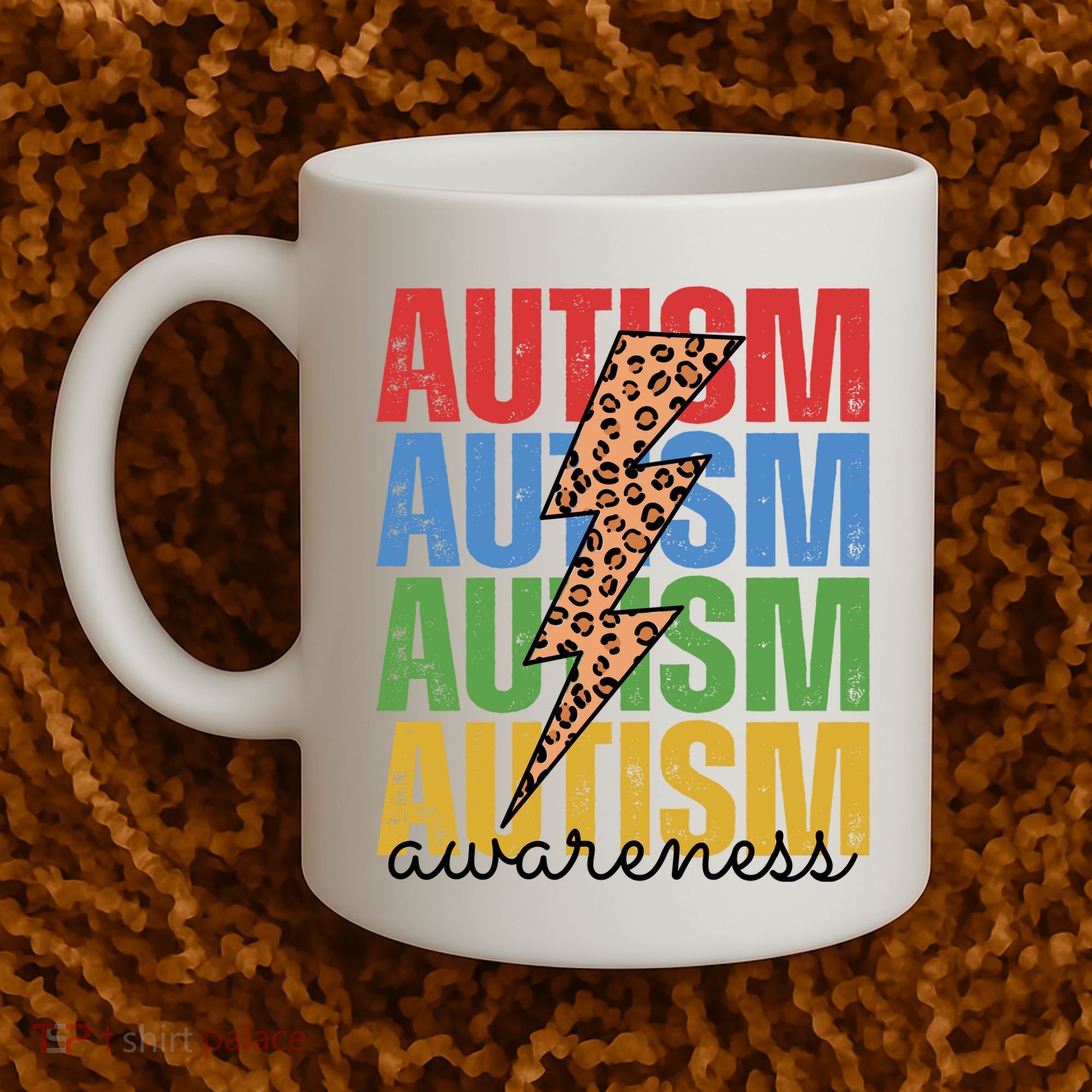 Autism Awareness Retro Cheetah Lightning Coffee Mug