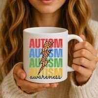 Autism Awareness Retro Cheetah Lightning Coffee Mug thumb 3