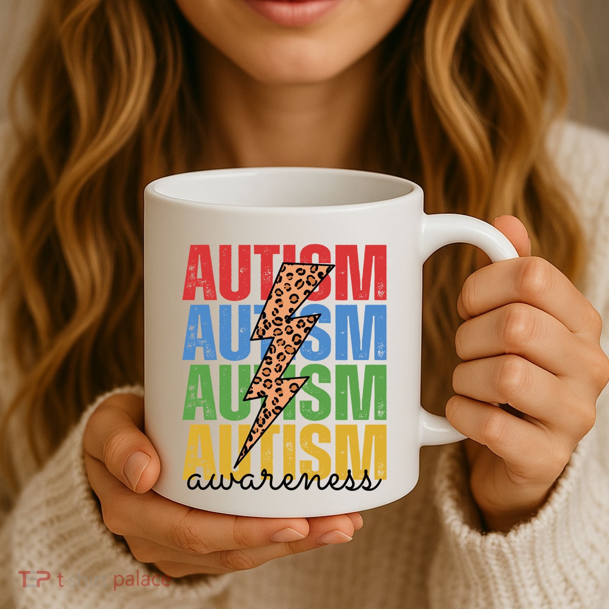 Autism Awareness Retro Cheetah Lightning Coffee Mug