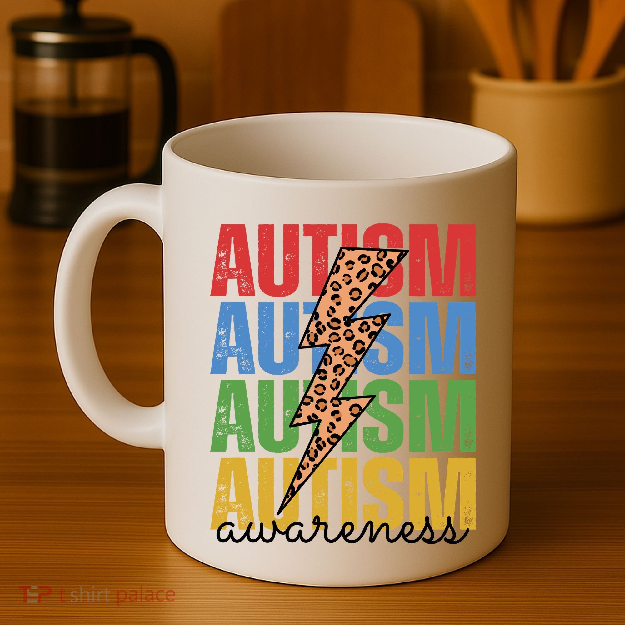 Autism Awareness Retro Cheetah Lightning Coffee Mug