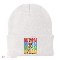 Autism Awareness Retro Cheetah Lightning Beanie thumb 0