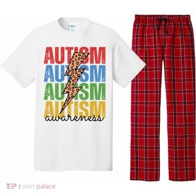 Autism Awareness Retro Cheetah Lightning Pajama Set