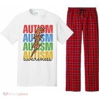 Autism Awareness Retro Cheetah Lightning Pajama Set thumb 0
