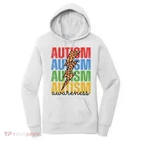 Autism Awareness Retro Cheetah Lightning Women's Hoodie thumb 0