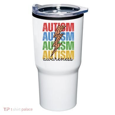 Autism Awareness Retro Cheetah Lightning Tumbler