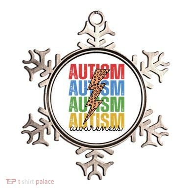 Autism Awareness Retro Cheetah Lightning Ornament
