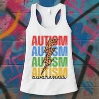 Autism Awareness Retro Cheetah Lightning Women's Tank Top thumb 3