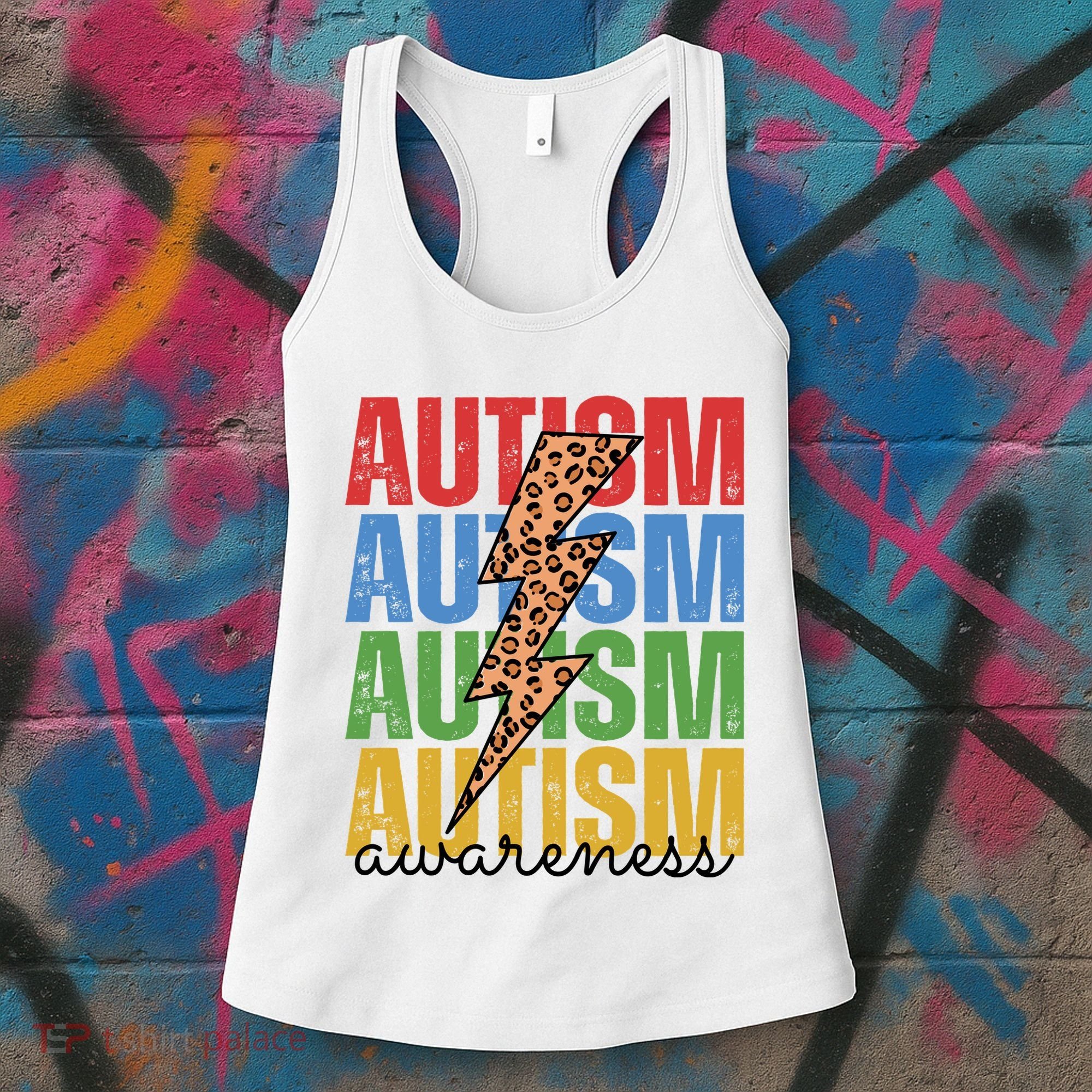 Autism Awareness Retro Cheetah Lightning Women's Tank Top