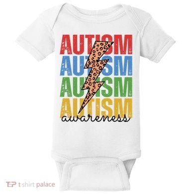 Autism Awareness Retro Cheetah Lightning Baby Bodysuit