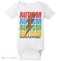 Autism Awareness Retro Cheetah Lightning Baby Bodysuit thumb 0