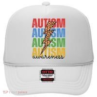 Autism Awareness Retro Cheetah Lightning Hat thumb 0