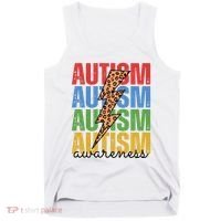 Autism Awareness Retro Cheetah Lightning Tank Top thumb 0