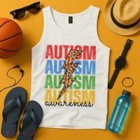 Autism Awareness Retro Cheetah Lightning Tank Top thumb 4