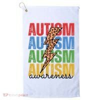 Autism Awareness Retro Cheetah Lightning Golf Towel thumb 0