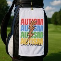 Autism Awareness Retro Cheetah Lightning Golf Towel thumb 2