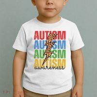 Autism Awareness Retro Cheetah Lightning Toddler T-Shirt thumb 2