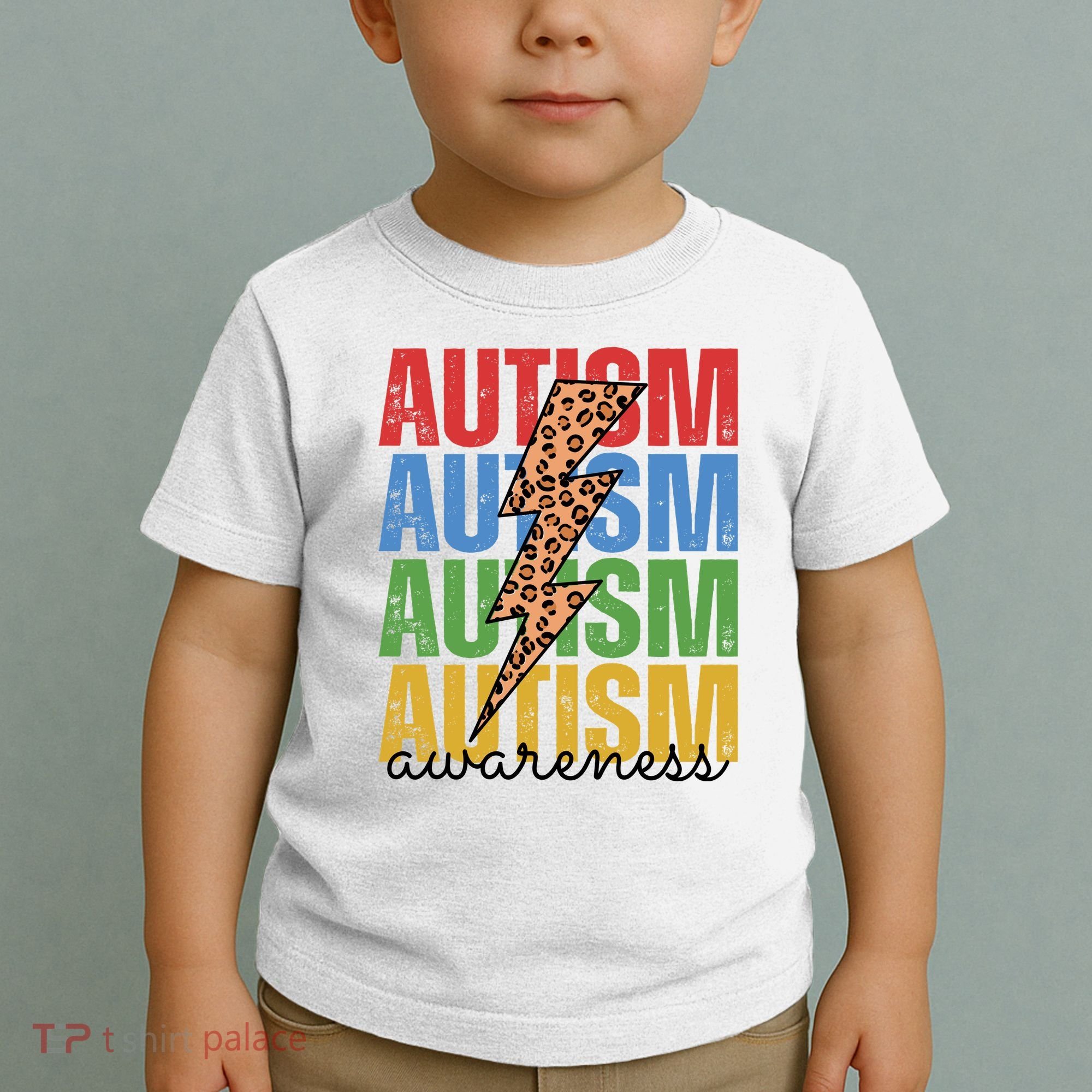 Autism Awareness Retro Cheetah Lightning Toddler T-Shirt