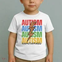 Autism Awareness Retro Cheetah Lightning Toddler T-Shirt thumb 2