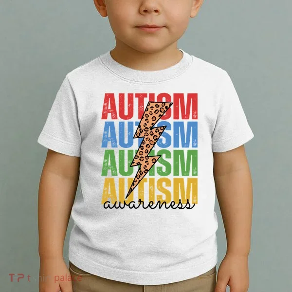 Autism Awareness Retro Cheetah Lightning Toddler T-Shirt