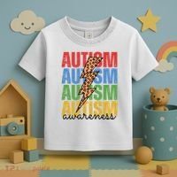 Autism Awareness Retro Cheetah Lightning Toddler T-Shirt thumb 3