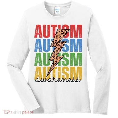 Autism Awareness Retro Cheetah Lightning Women's Long Sleeve Shirt