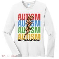 Autism Awareness Retro Cheetah Lightning Women's Long Sleeve Shirt thumb 0
