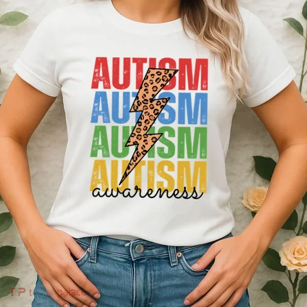 Autism Awareness Retro Cheetah Lightning Women's T-Shirt