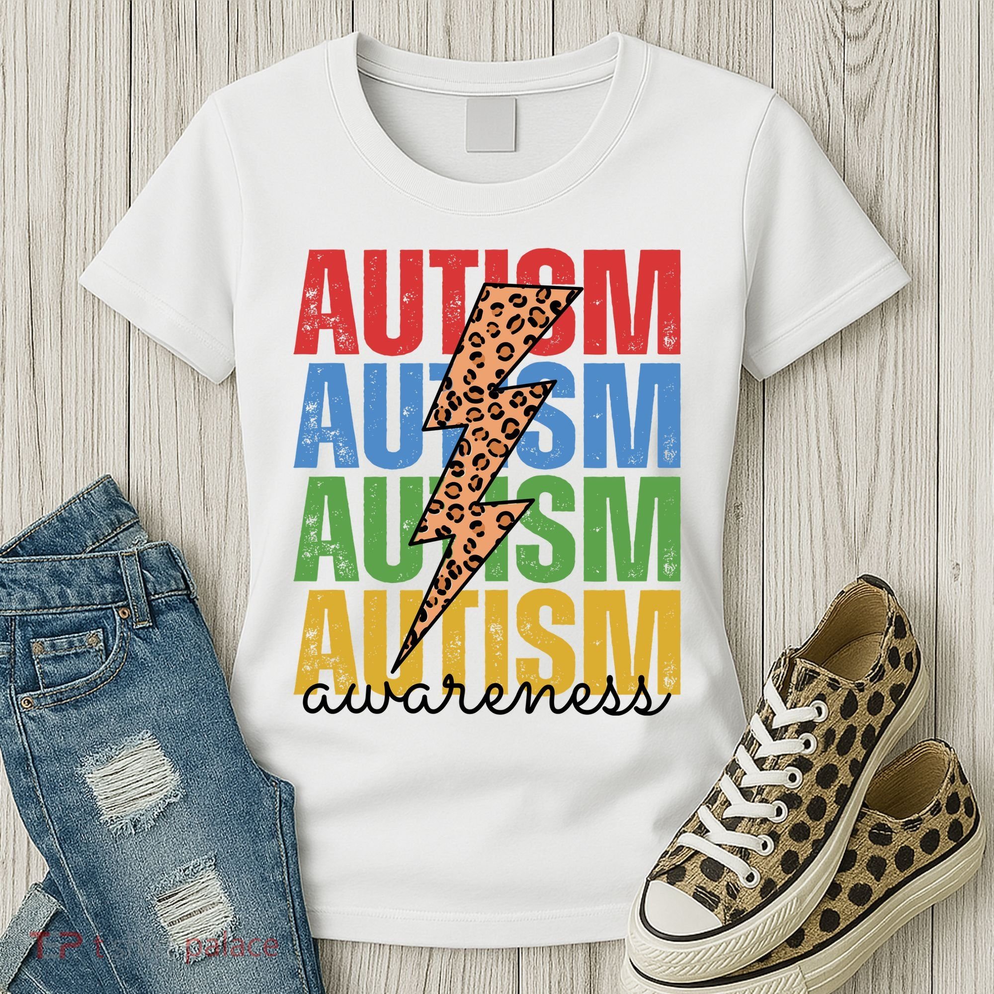 Autism Awareness Retro Cheetah Lightning Women's T-Shirt