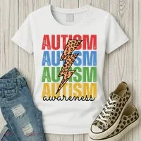 Autism Awareness Retro Cheetah Lightning Women's T-Shirt thumb 3