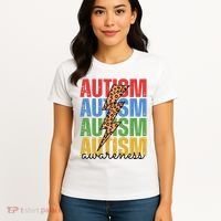 Autism Awareness Retro Cheetah Lightning Women's T-Shirt thumb 4
