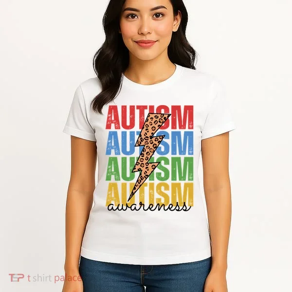 Autism Awareness Retro Cheetah Lightning Women's T-Shirt