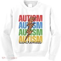 Autism Awareness Retro Cheetah Lightning Kids Sweatshirt thumb 0