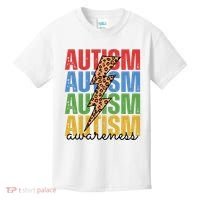Autism Awareness Retro Cheetah Lightning Kids T-Shirt thumb 0