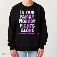 Alzheimers Awareness Ribbon Purple Nobody Fights Alone Gift Women's Sweatshirt thumb 0