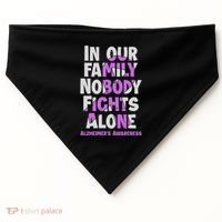 Alzheimers Awareness Ribbon Purple Nobody Fights Alone Gift USA-Made Doggie Bandana thumb 0