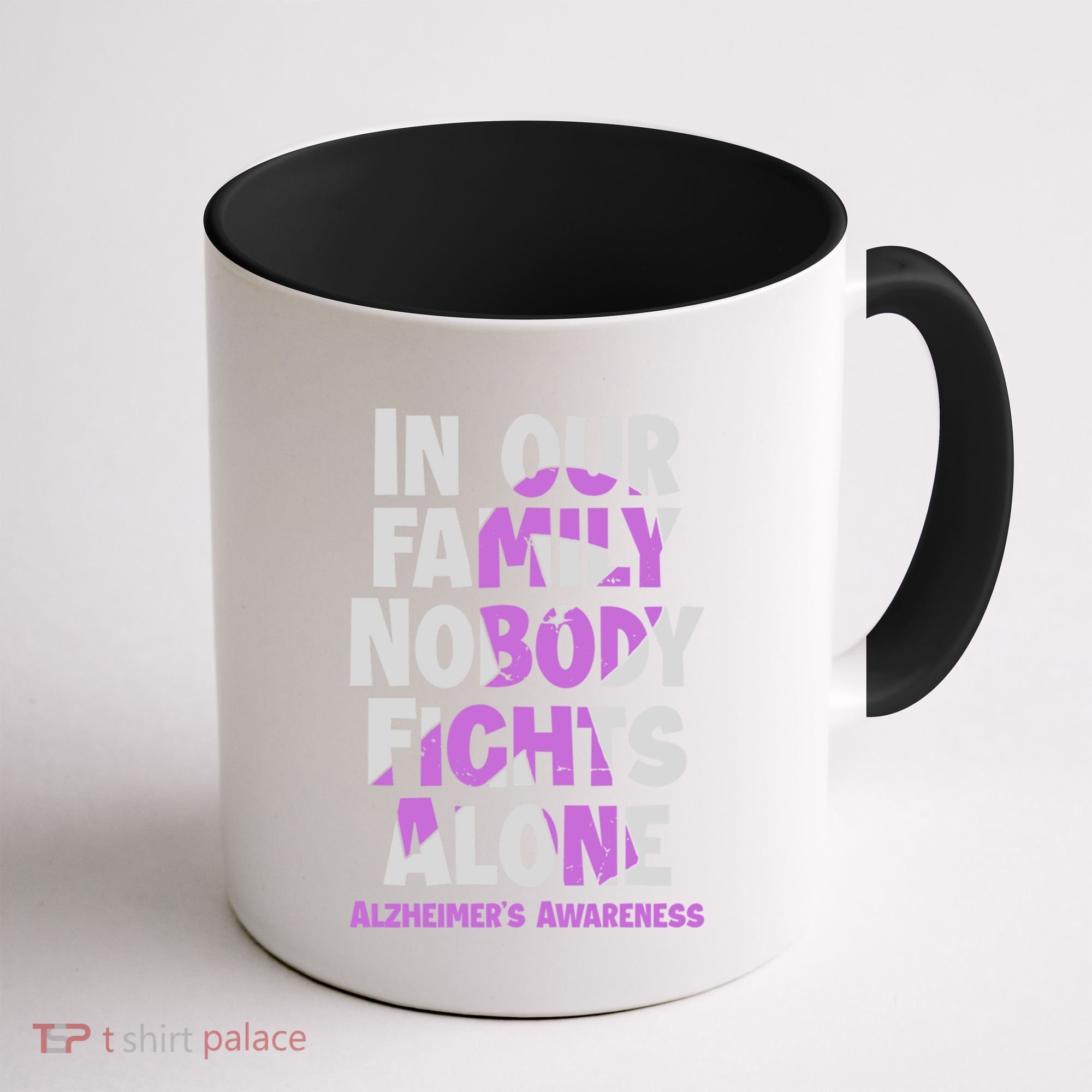 Alzheimers Awareness Ribbon Purple Nobody Fights Alone Gift Coffee Mug