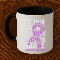 Alzheimers Awareness Ribbon Purple Nobody Fights Alone Gift Coffee Mug thumb 2