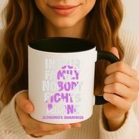 Alzheimers Awareness Ribbon Purple Nobody Fights Alone Gift Coffee Mug thumb 3