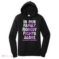 Alzheimers Awareness Ribbon Purple Nobody Fights Alone Gift Women's Hoodie thumb 0
