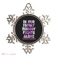 Alzheimers Awareness Ribbon Purple Nobody Fights Alone Gift Ornament thumb 0