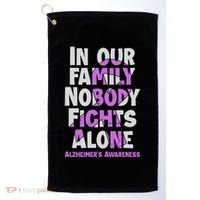 Alzheimers Awareness Ribbon Purple Nobody Fights Alone Gift Golf Towel thumb 0