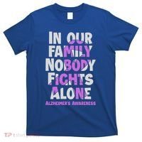 Alzheimers Awareness Ribbon Purple Nobody Fights Alone Gift T-Shirt thumb 0