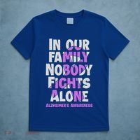 Alzheimers Awareness Ribbon Purple Nobody Fights Alone Gift T-Shirt thumb 5