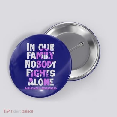 Alzheimers Awareness Ribbon Purple Nobody Fights Alone Gift Button