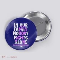 Alzheimers Awareness Ribbon Purple Nobody Fights Alone Gift Button thumb 0