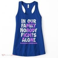 Alzheimers Awareness Ribbon Purple Nobody Fights Alone Gift Women's Tank Top thumb 0