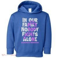 Alzheimers Awareness Ribbon Purple Nobody Fights Alone Gift Toddler Hoodie thumb 0