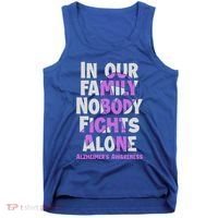 Alzheimers Awareness Ribbon Purple Nobody Fights Alone Gift Tank Top thumb 0