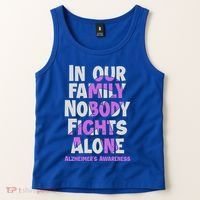 Alzheimers Awareness Ribbon Purple Nobody Fights Alone Gift Tank Top thumb 2